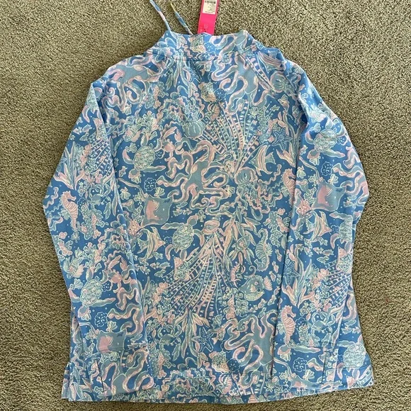 Lilly Pulitzer - Cassi Popover - Vneck Tunic - Boca Blue color - XL - NWT! - Picture 2 of 7